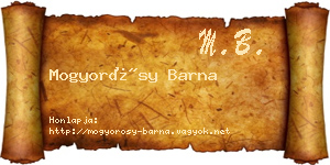 Mogyorósy Barna névjegykártya